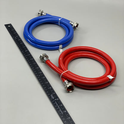 EVERBILT (2 PACK) High Pressure 3/4” Washing Machine Supply Lines 6ft Red/Blue 98290